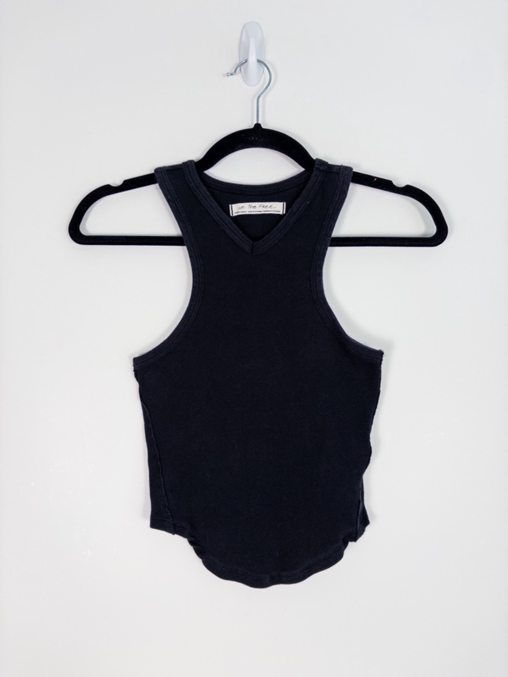Free People We The Free Black Ribbed Racerback Tank